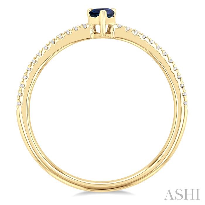 Pear Shape Gemstone & Petite Diamond Fashion Ring-3