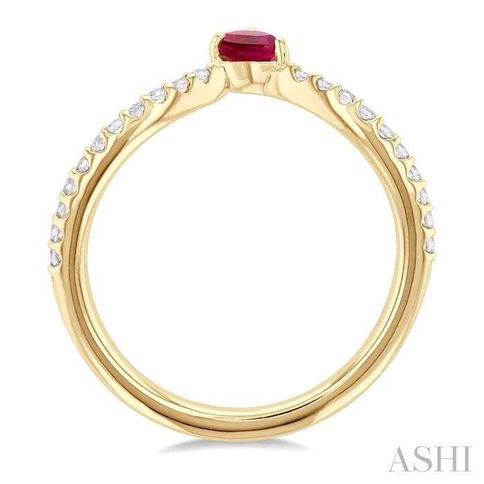 Pear Shape Gemstone & Petite Diamond Fashion Open Ring-3