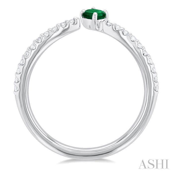 Oval Shape Gemstone & Petite Diamond Fashion Open Ring-3