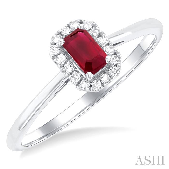 GEMSTONE & HALO DIAMOND RING