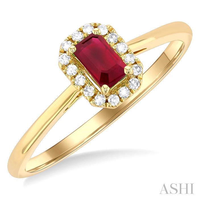 GEMSTONE & HALO DIAMOND RING