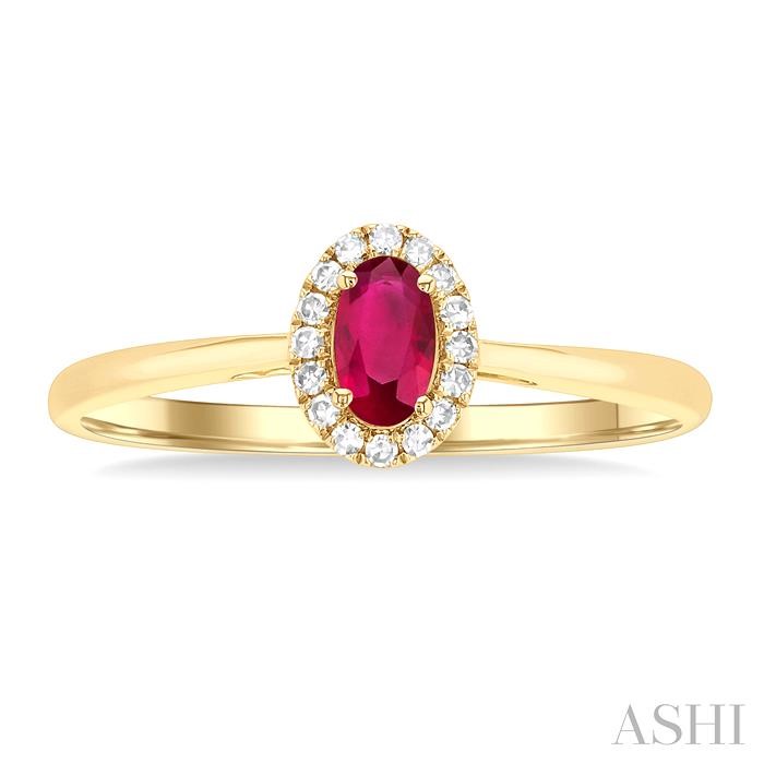 Oval Shape Gemstone & Halo Diamond Ring-2