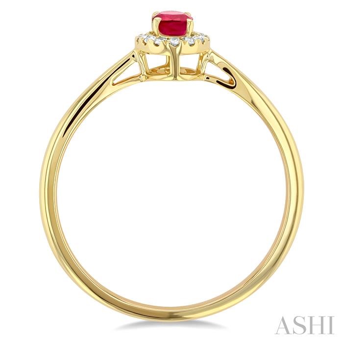 Oval Shape Gemstone & Halo Diamond Ring-3