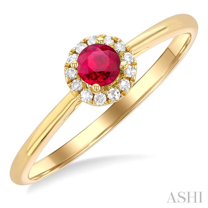 ROUND SHAPE GEMSTONE & HALO DIAMOND RING