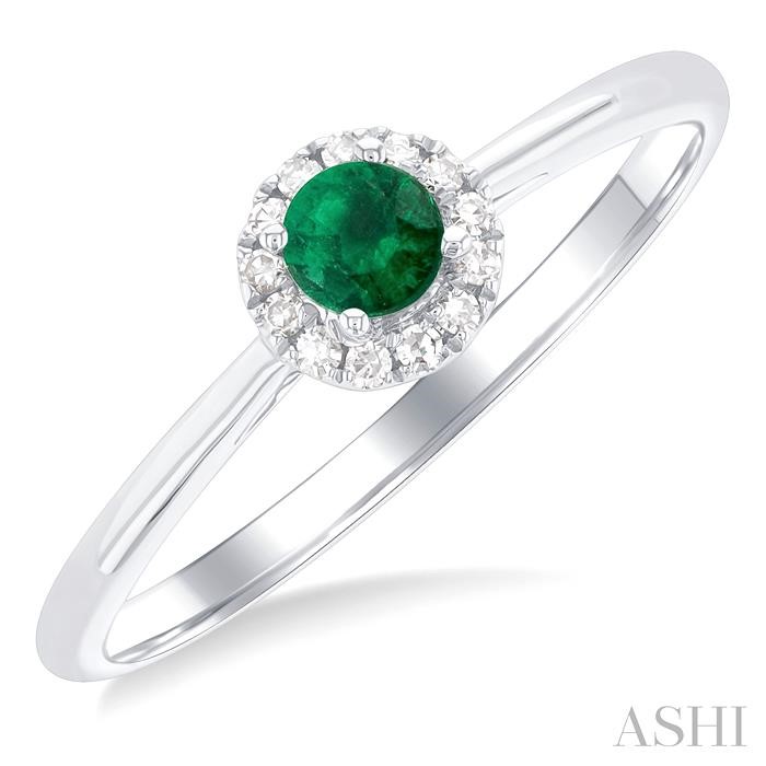 Round Shape Gemstone & Halo Diamond Ring