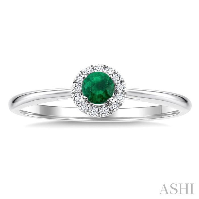 Round Shape Gemstone & Halo Diamond Ring