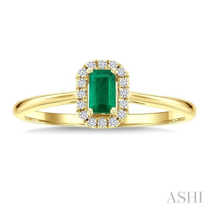 Emerald Shape Gemstone & Halo Diamond Ring