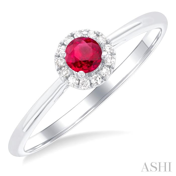 GEMSTONE & HALO DIAMOND RING