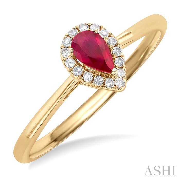 PEAR SHAPE GEMSTONE & DIAMOND RING