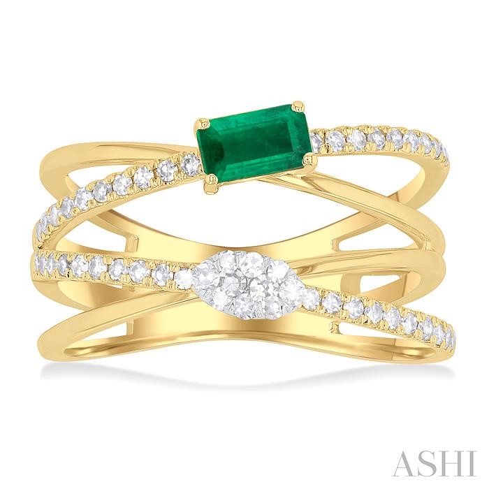 Criss Cross Gemstone & Lovebright Diamond Fashion Ring-2