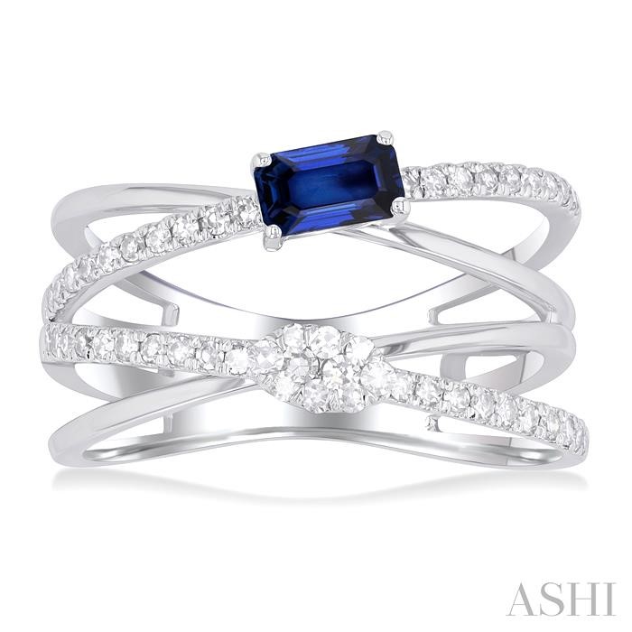 Criss Cross Gemstone & Lovebright Diamond Fashion Ring-2