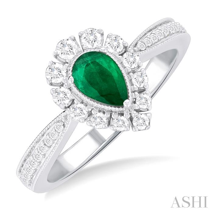 PEAR SHAPE GEMSTONE & DIAMOND RING