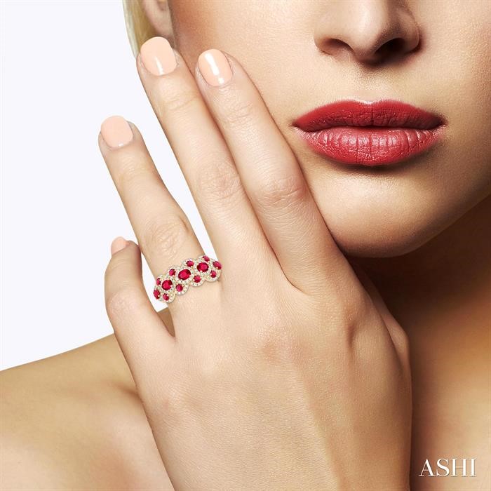 Oval Shape Gemstone & Halo Diamond Ring-4