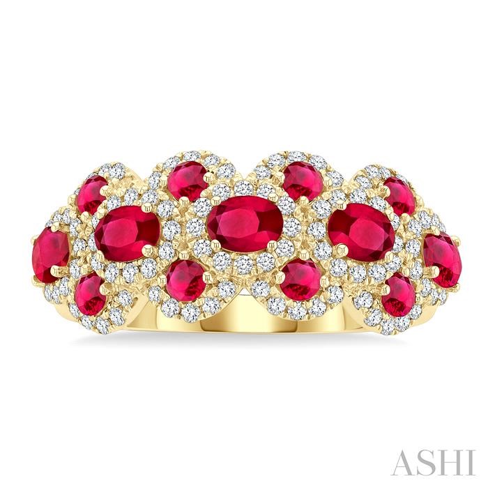 Oval Shape Gemstone & Halo Diamond Ring-2