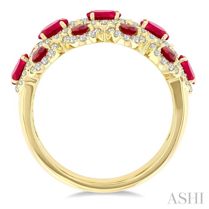 Oval Shape Gemstone & Halo Diamond Ring-3