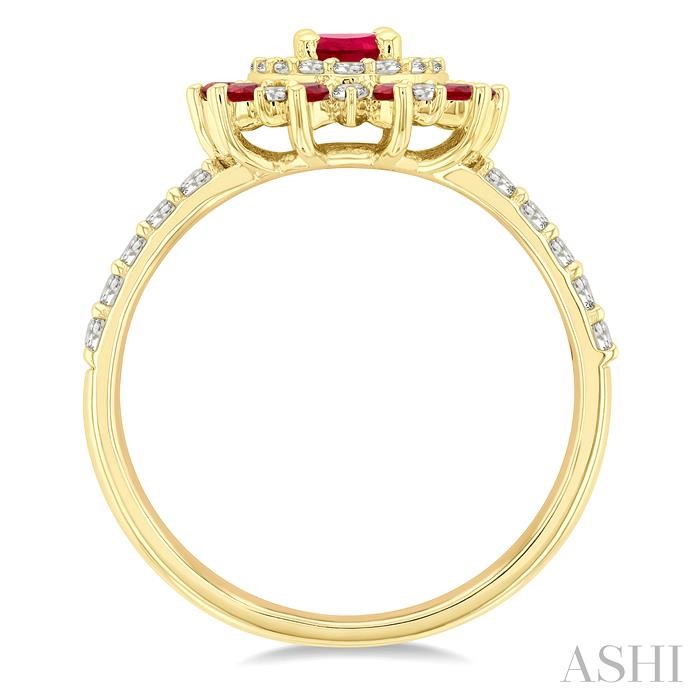 Oval Shape Gemstone & Halo Diamond Ring-3