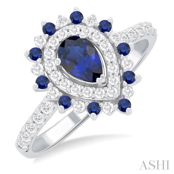 PEAR SHAPE GEMSTONE & DIAMOND RING