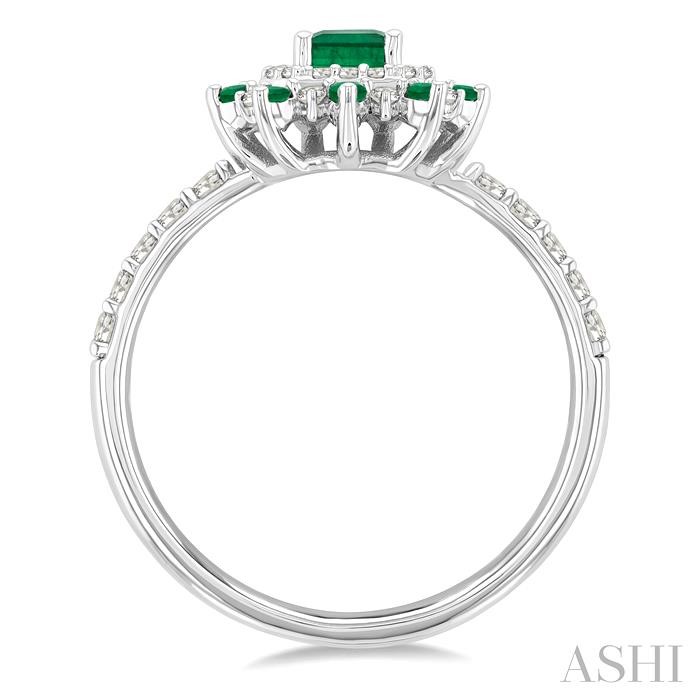 Emerald Shape Gemstone & Halo Diamond Ring-3