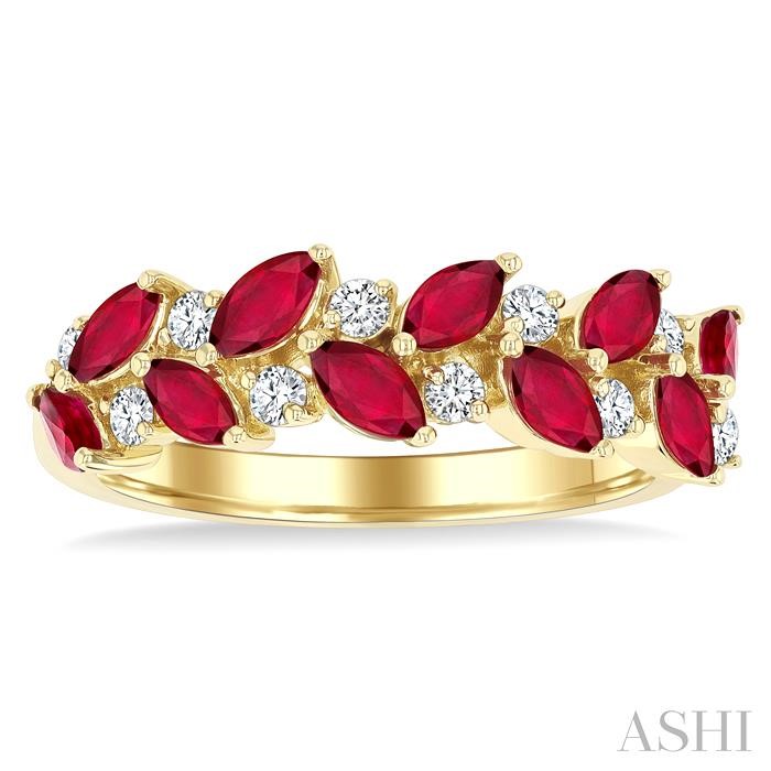 Marquise Shape Gemstone & Diamond Band-2