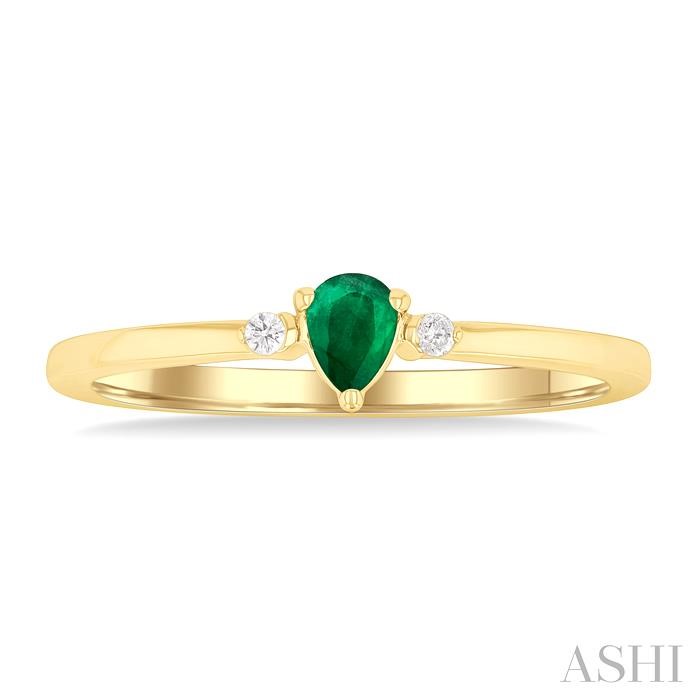 Pear Shape Gemstone & Petite Diamond Fashion Ring-2