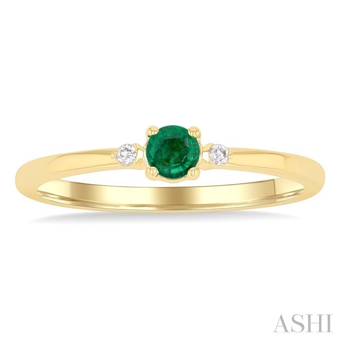 Round Shape Gemstone & Petite Diamond Fashion Ring-2