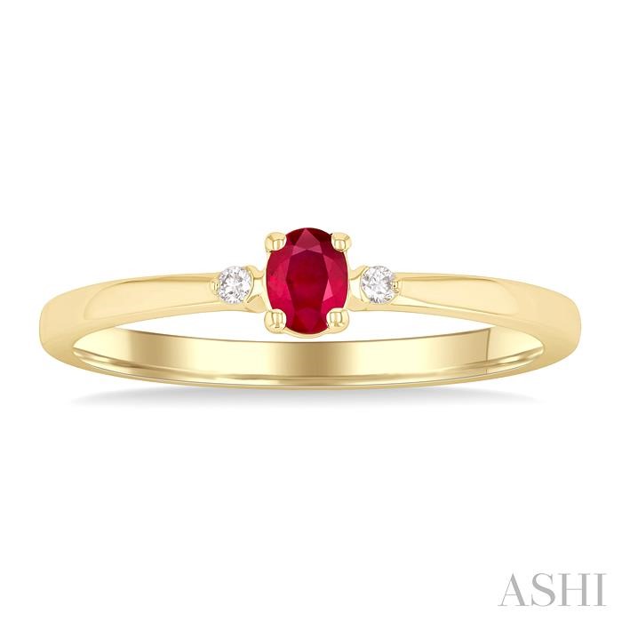 Oval Shape Gemstone & Petite Diamond Fashion Ring-2