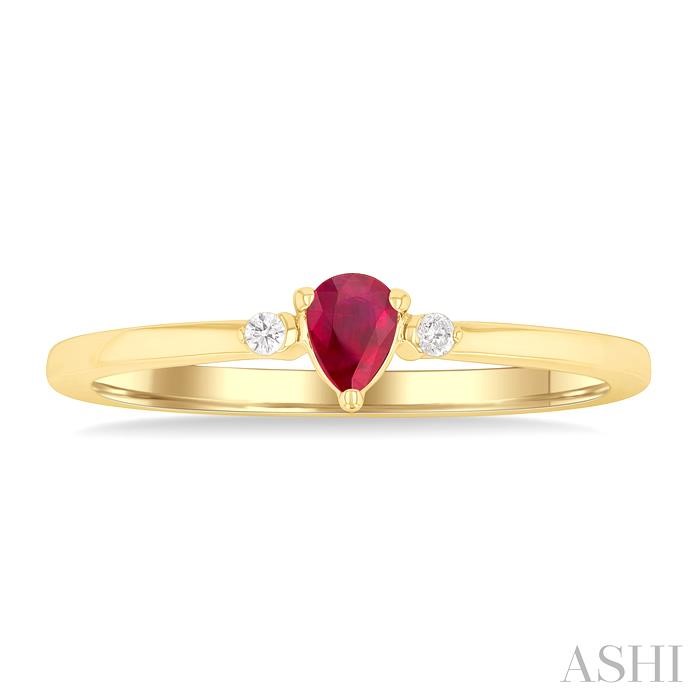 Pear Shape Gemstone & Petite Diamond Fashion Ring-2
