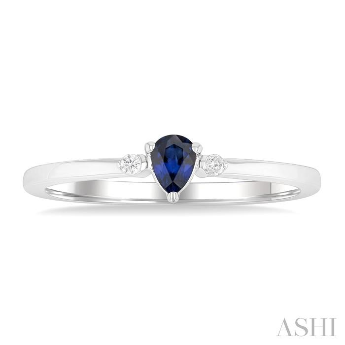 Pear Shape Gemstone & Petite Diamond Fashion Ring-2