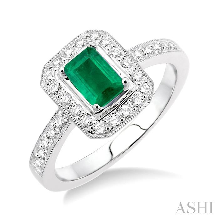 GEMSTONE & HALO DIAMOND RING