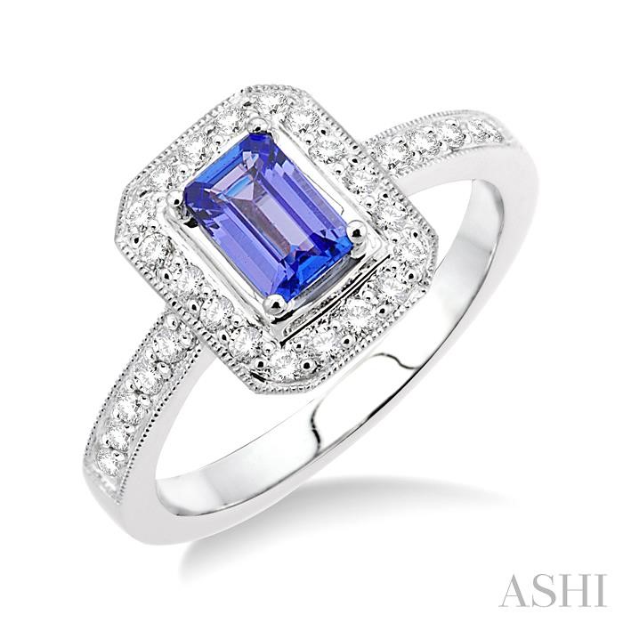 GEMSTONE & HALO DIAMOND RING