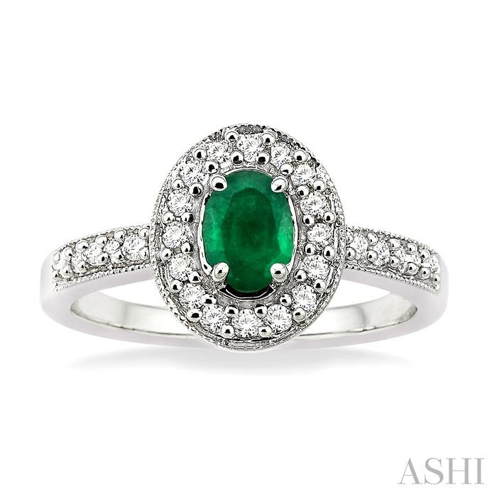 Oval Shape Gemstone & Halo Diamond Ring-2
