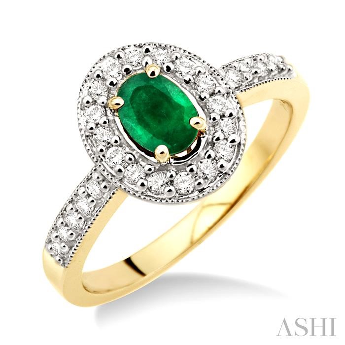 OVAL SHAPE GEMSTONE & HALO DIAMOND RING