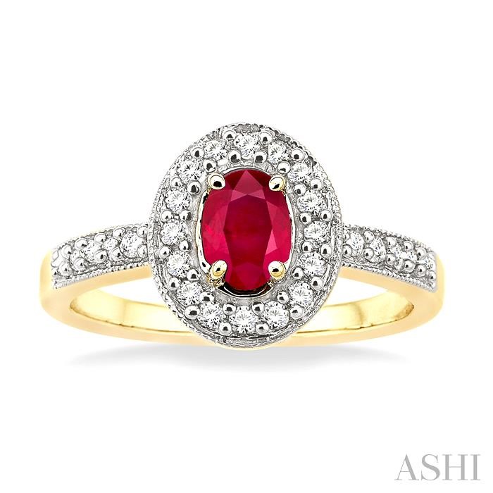 Oval Shape Gemstone & Halo Diamond Ring-2
