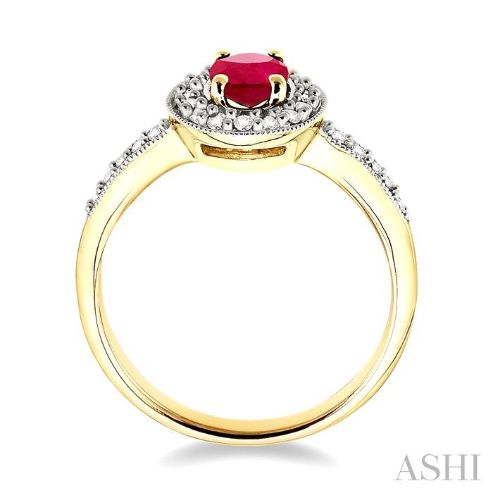 Oval Shape Gemstone & Halo Diamond Ring-3