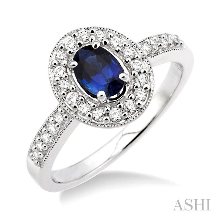 Oval Shape Gemstone & Halo Diamond Ring