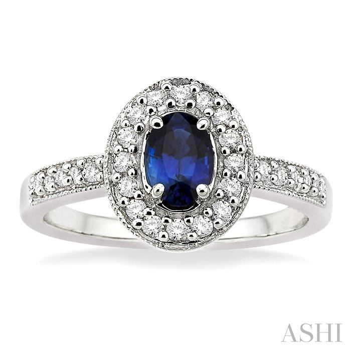 Oval Shape Gemstone & Diamond Ring-2