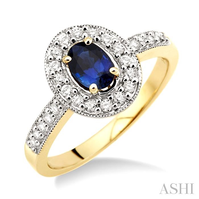 OVAL SHAPE GEMSTONE & HALO DIAMOND RING