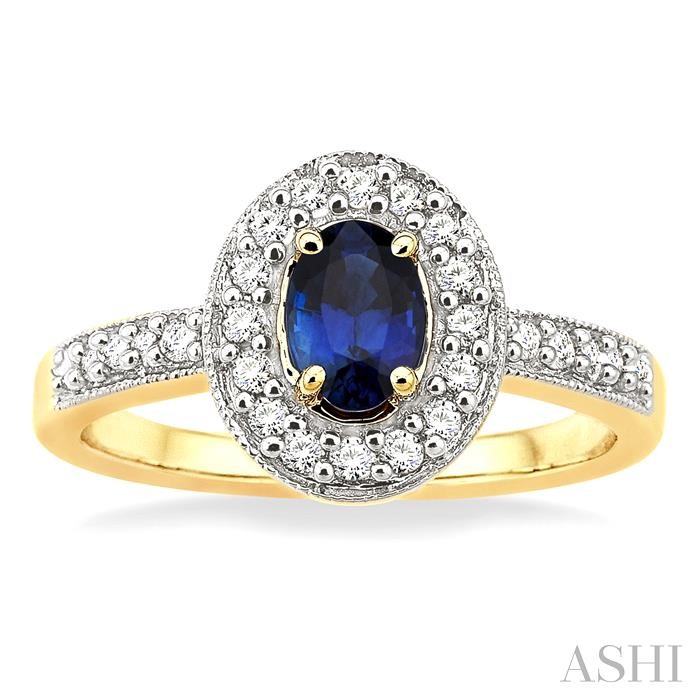 Oval Shape Gemstone & Halo Diamond Ring-2