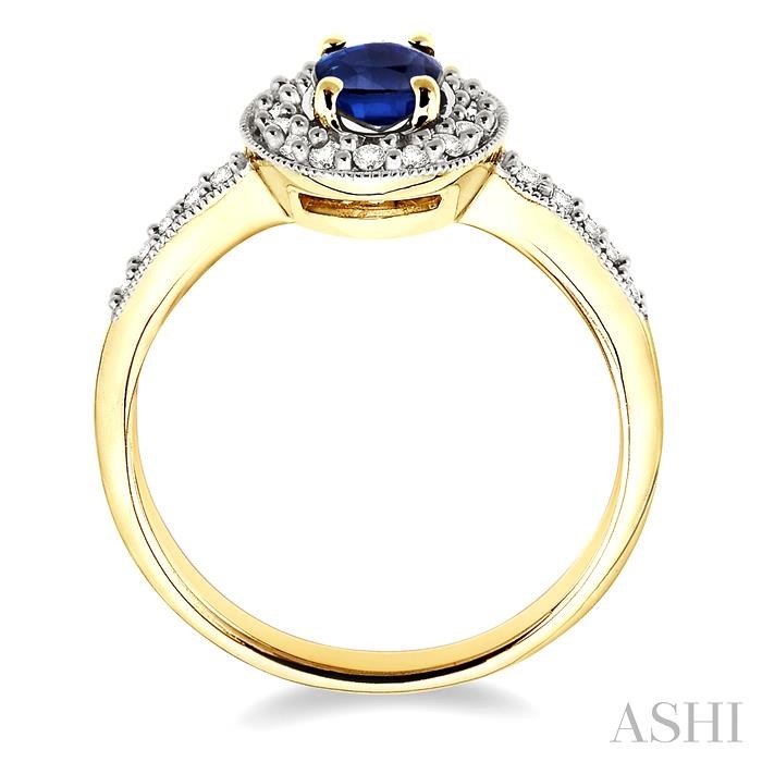 Oval Shape Gemstone & Halo Diamond Ring-3