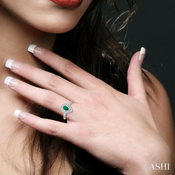 Pear Shape Gemstone & Halo Diamond Ring-4
