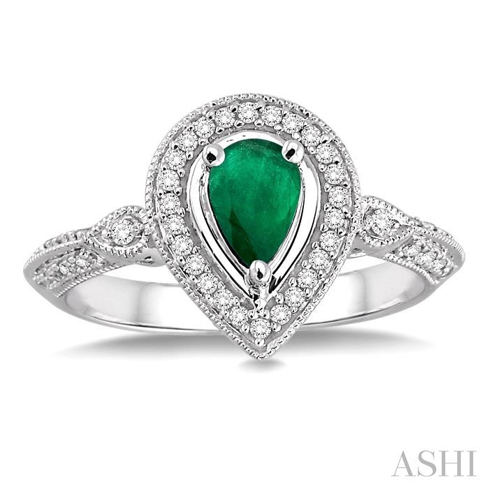 Pear Shape Gemstone & Halo Diamond Ring-2