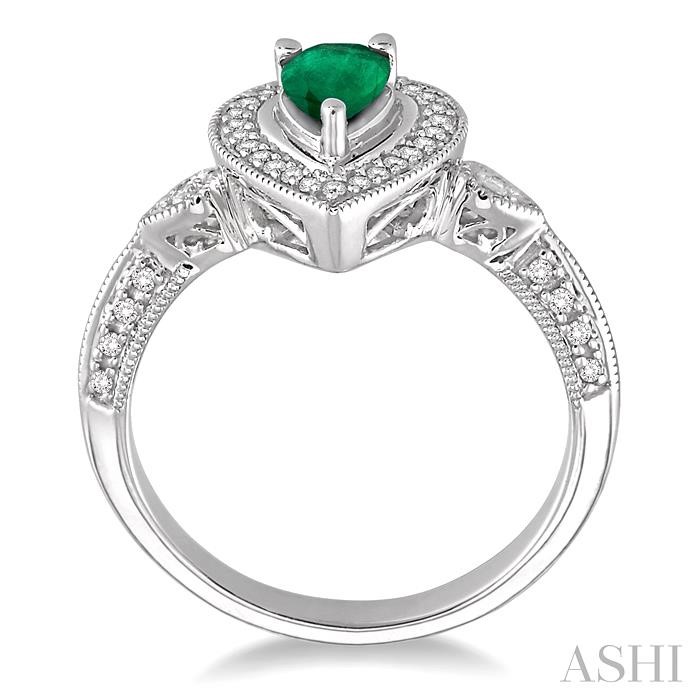 Pear Shape Gemstone & Halo Diamond Ring-3