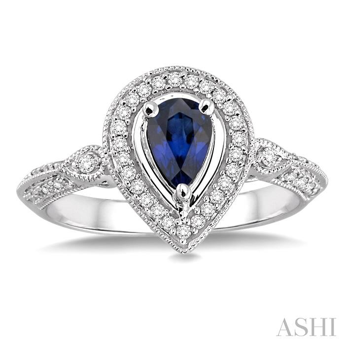 Pear Shape Gemstone & Halo Diamond Ring-2