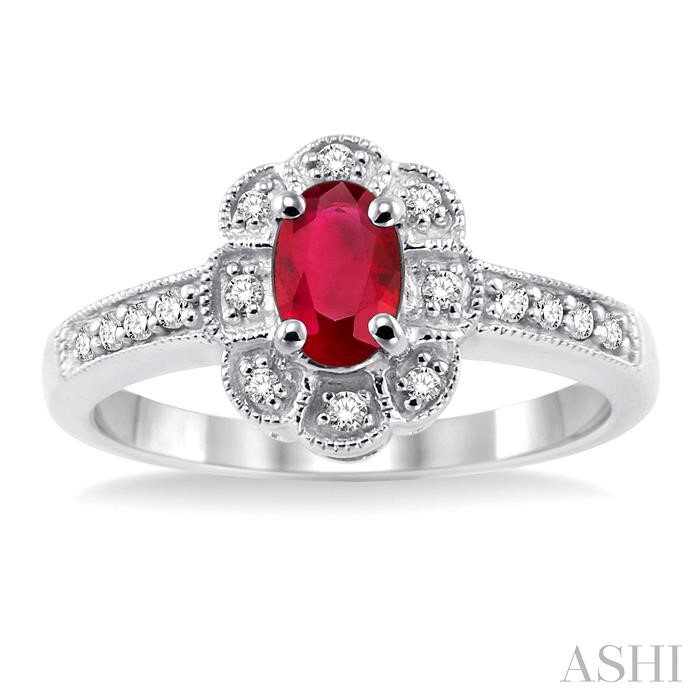 Oval Shape Gemstone & Halo Diamond Ring-2