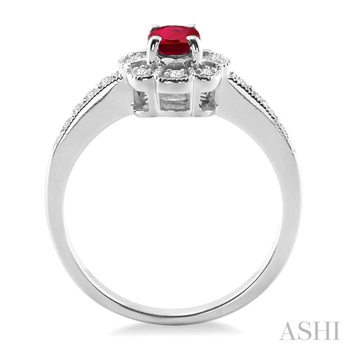 Oval Shape Gemstone & Halo Diamond Ring-3