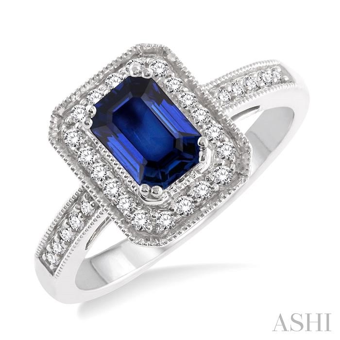 GEMSTONE & HALO DIAMOND RING
