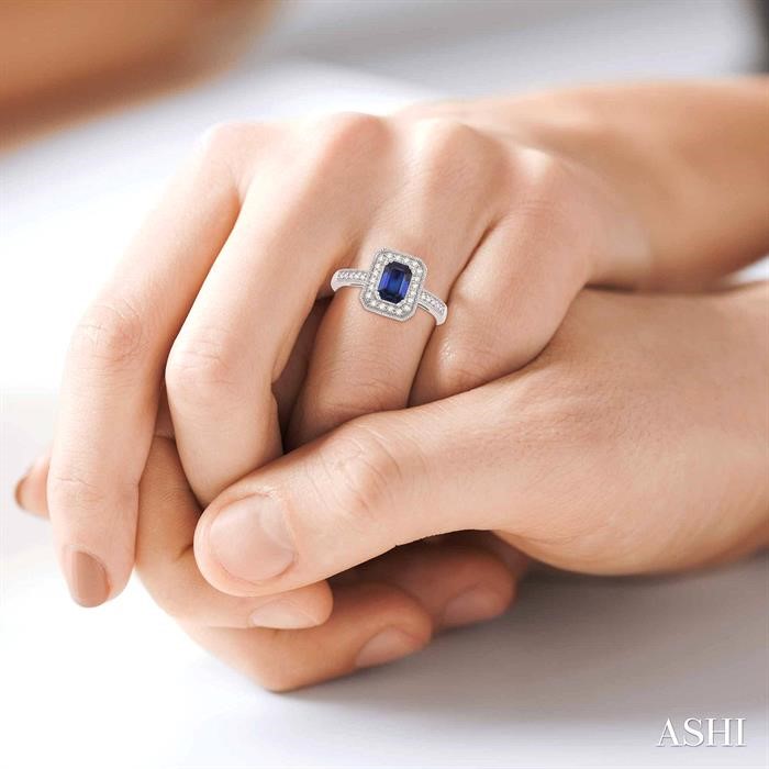 Emerald Shape Gemstone & Halo Diamond Ring-4