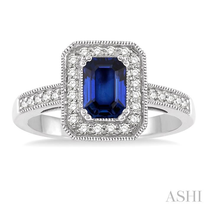 Emerald Shape Gemstone & Halo Diamond Ring-2