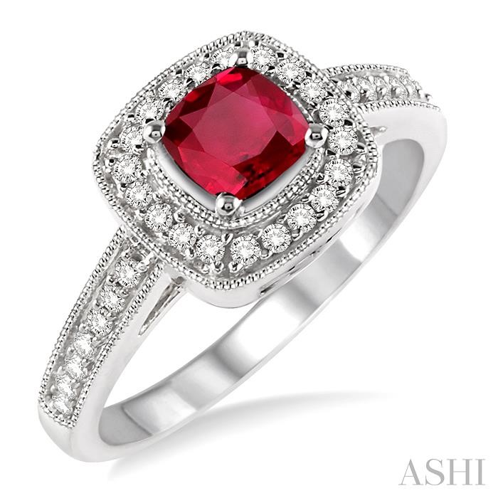 CUSHION SHAPE GEMSTONE & HALO DIAMOND RING