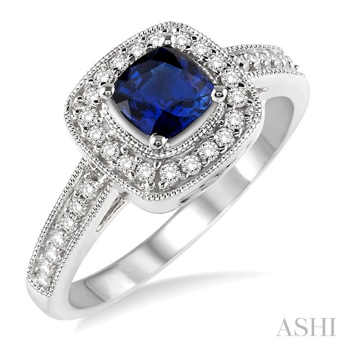 GEMSTONE & HALO DIAMOND RING